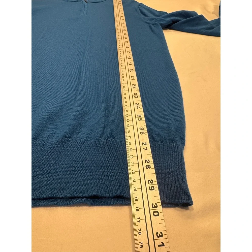 Styleworks 100% Wool Quarter Zip Sweater Mock Neck Small Blue Excellent